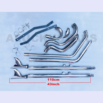 Black Chrome Dual Exhaust System Muffler For Harley Softail Heritage Classic Fat Boy Deluxe Slim Cross Bones 1997-2017