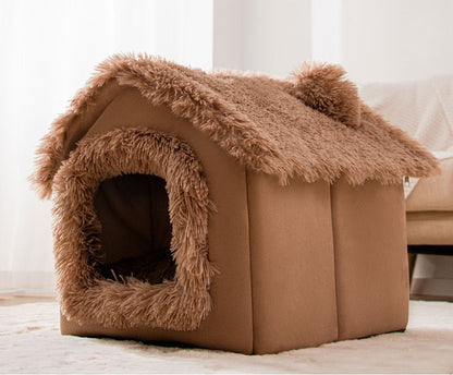 Casinha de Cachorro Grande Interna Macia Confortável, Cama para Filhotes Removível, Toca para Cães Pequenos, Tapete Quente de Inverno para Dormir, Portátil