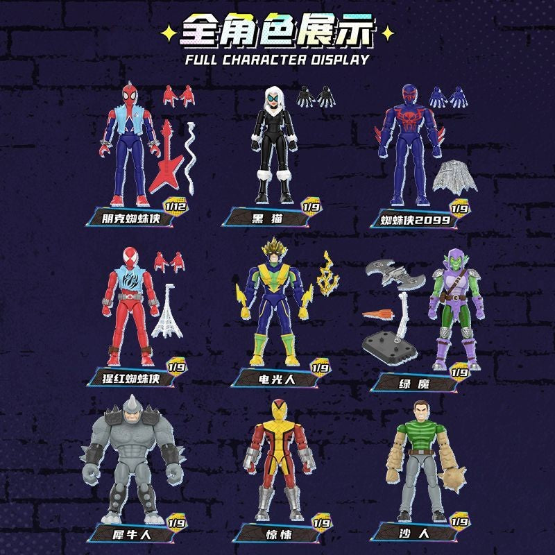 Bonecos de Montar Blokees Hobie Brown Spider-Man Duende Verde Homem-Areia Electro Shocker Spider-Man 2099 Brinquedos de Coleção Montáveis Presentes