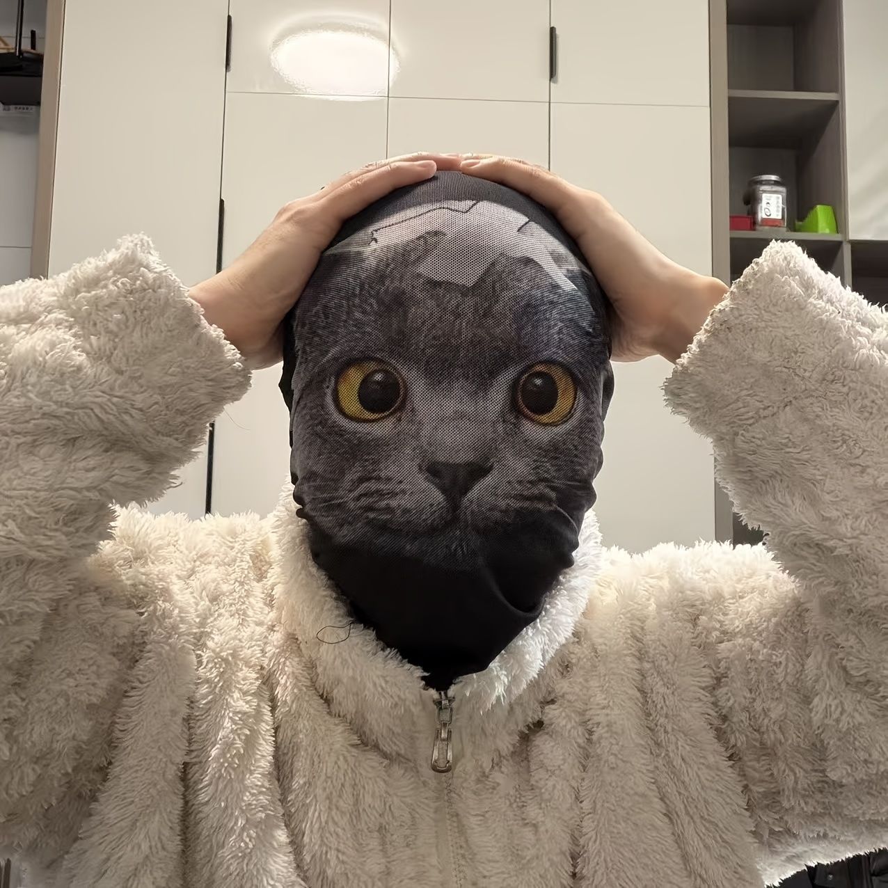 Breathable Ultra-fine Mesh Cute Cat Cosplay Mask,A Uniquely Humorous Head-worn Mask,Carnaval Mask,For Parties and Holiday Events