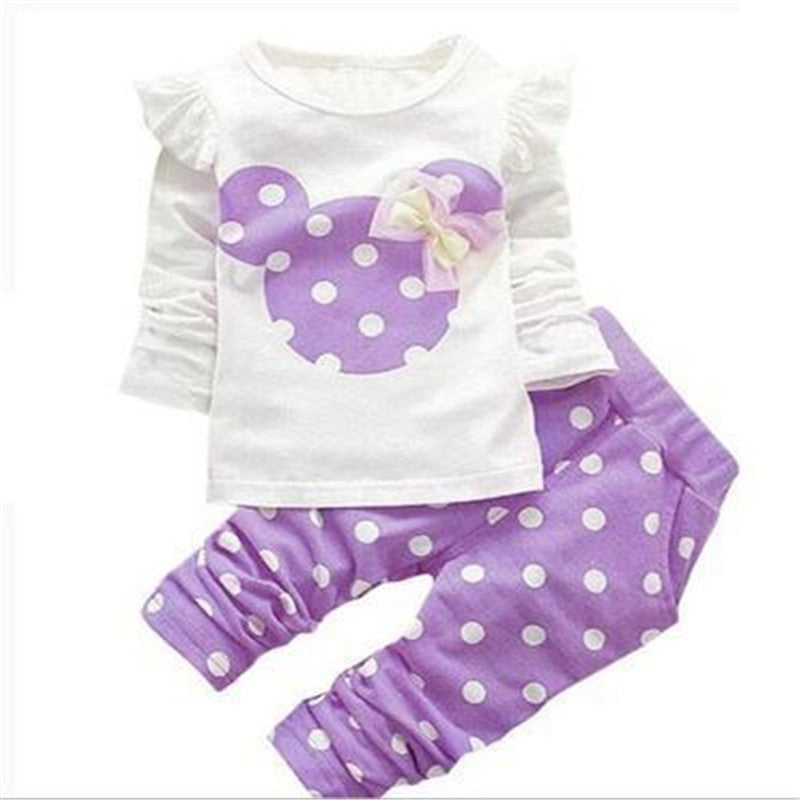 2024 Summer Cotton Girl Clothes Hot Sale Cute Long-sleeved Cartoon Animal Baby Suit Round Neck Clothes + Pants Suit
