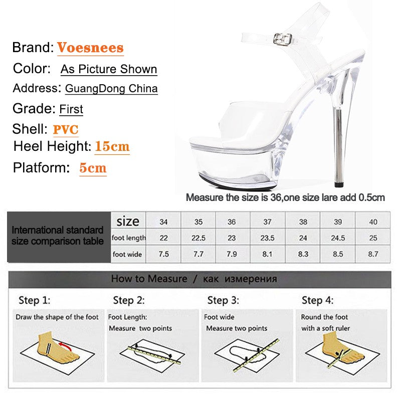 12cm 13cm 15CM Transparent Shoes for Party Club Clear Super High Heels Sandals Stiletto Sexy Pole Dance Strippers Women Shoes