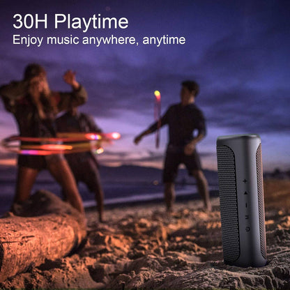 Caixa de Som Bluetooth Ortizan M7, Caixa de Som Portátil com 24W de Som Estéreo Potente, Luzes RGB, Entrada AUX, TF, Bluetooth 5.3, À Prova D'água IPX7