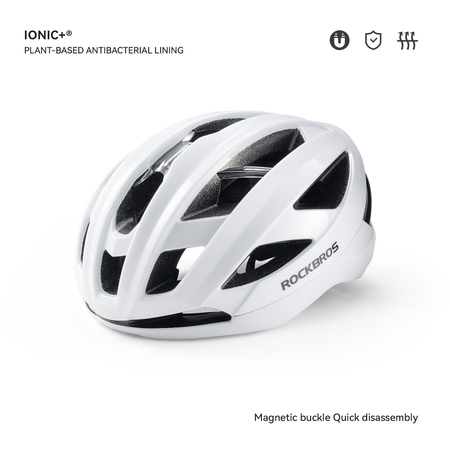 Capacete de Ciclismo ROCKBROS Leve Respirável Antibacteriano Integrado Ajustável com Fivela Magnética Capacete de Segurança