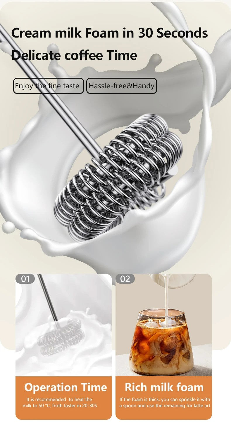 Handheld milk frother, coffee machine, portable egg beater, rechargeable 3-speed beverage jam machine, kitchen food mixer
