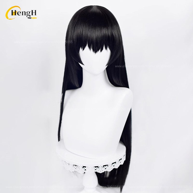 In Stock Synthetic Anime Yor Forger Cosplay Wig Long 80cm Black Straight Hair Yor Briar Heat Resistant Hair Halloween Party Wigs
