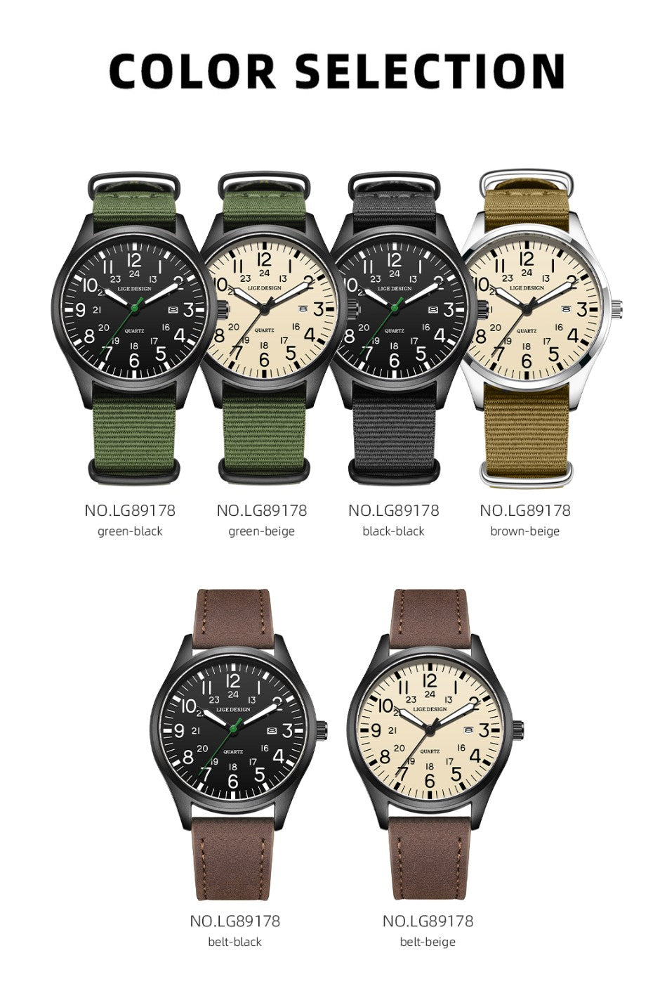 LIGE Top Brand Luxury Men Quartz Watch Date Nylon Leather Waterproof Luminous Military Sports Watches For Men relogios masculino