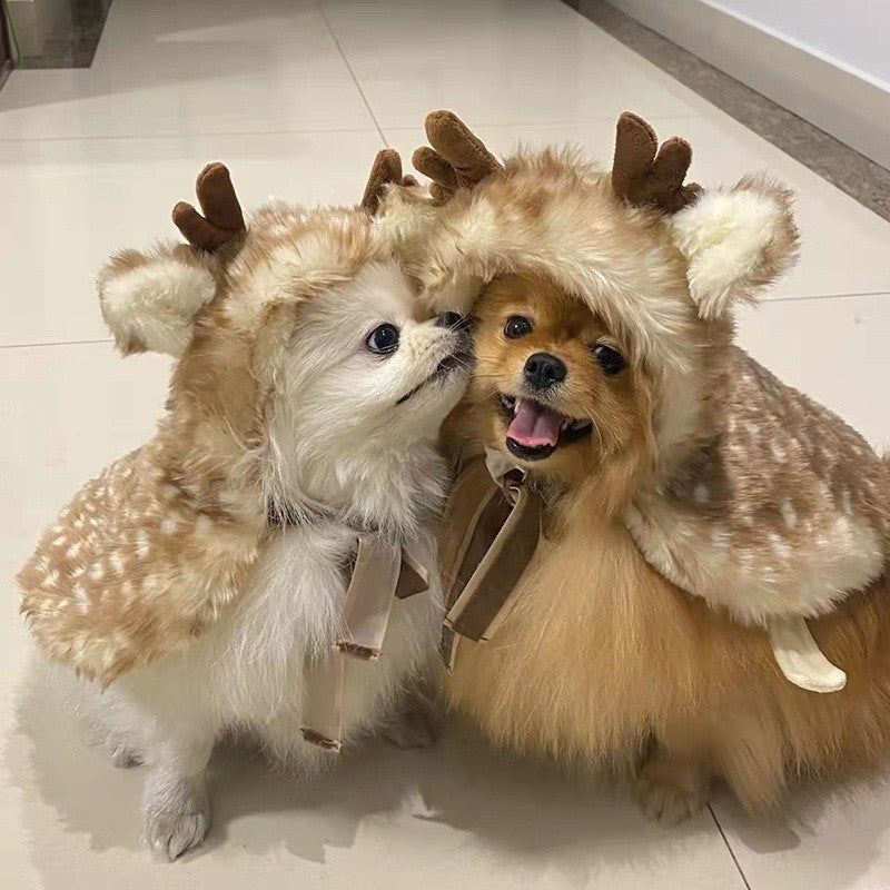 Fantasia de Natal para Cães e Gatos, Cosplay de Alce, Capa para Cachorros Pequenos, Roupa Fofa para Gatos