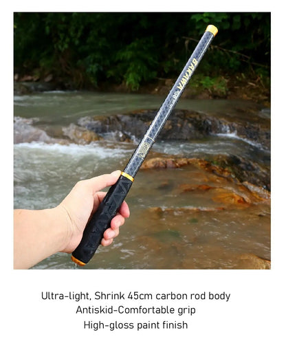 Vara de Pesca BAKAWA Stream Telescópica 3.6M/3.9M/4.5M/5.4M/6.3M/7.2M 100% Fibra de Carbono Pesca de Carpa em Água Doce Pesca de Viagem