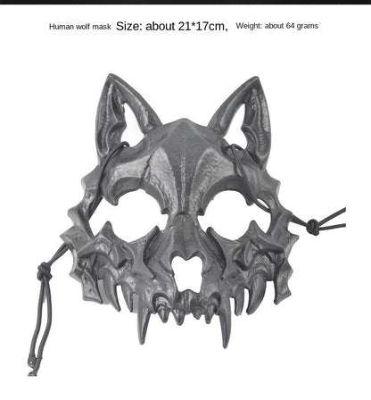 Halloween Mask Half-face Mask Cos Dragon God Fierce Tiger Night Fork Tengu Man Wolf Mask Performance Skull Masks