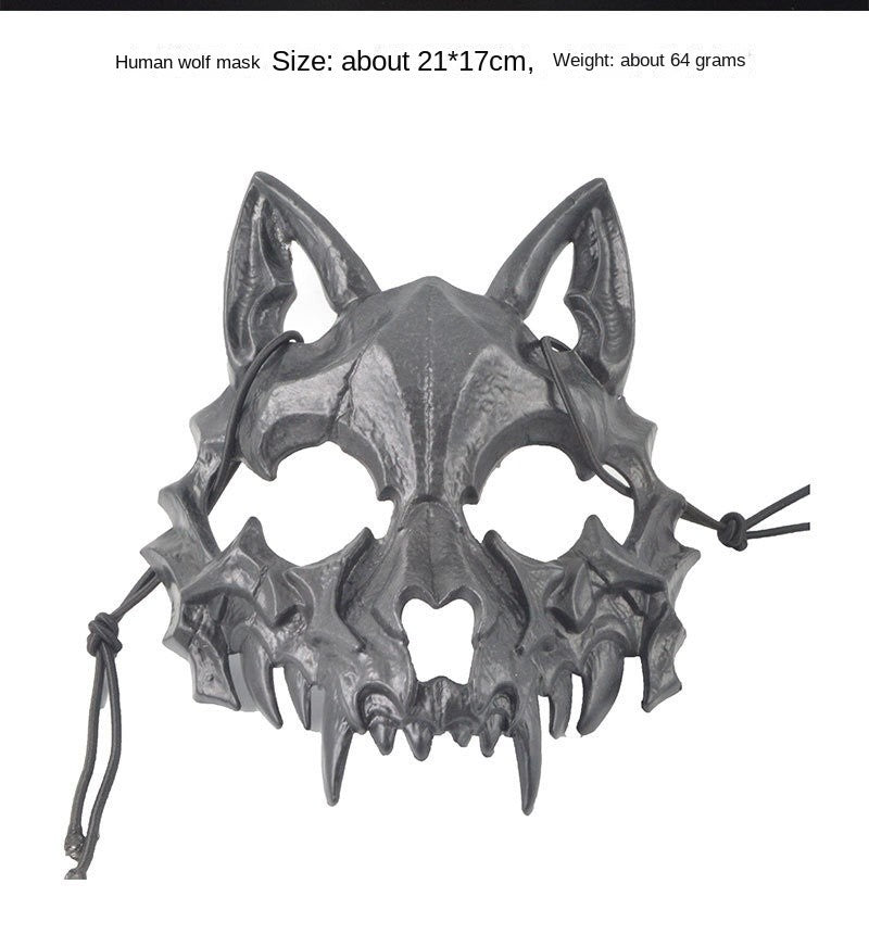 Halloween Mask Half-face Mask Cos Dragon God Fierce Tiger Night Fork Tengu Man Wolf Mask Performance Skull Masks