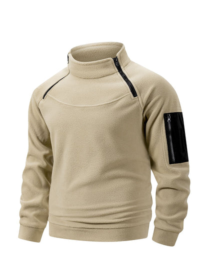 Winter Mens Military Sweatshirt Fleece Zipper Pullover Fashion Men's Solid Color Loose Lamb Thick Jacket Men Clothing S-XXXL