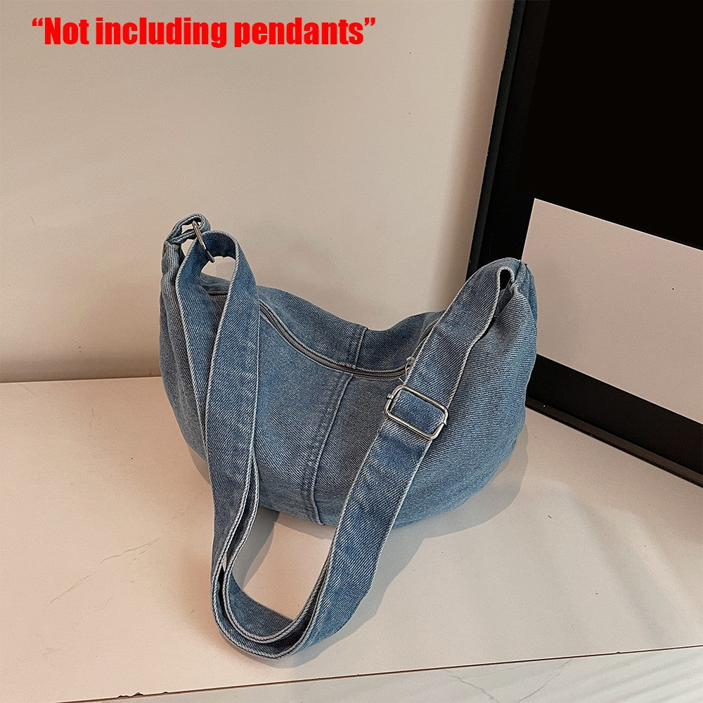 Autumn and Winter Trendy and Cool Fashion Denim Dumpling Bag New Zipper Versatile Single Shoulder Crossbody Bag