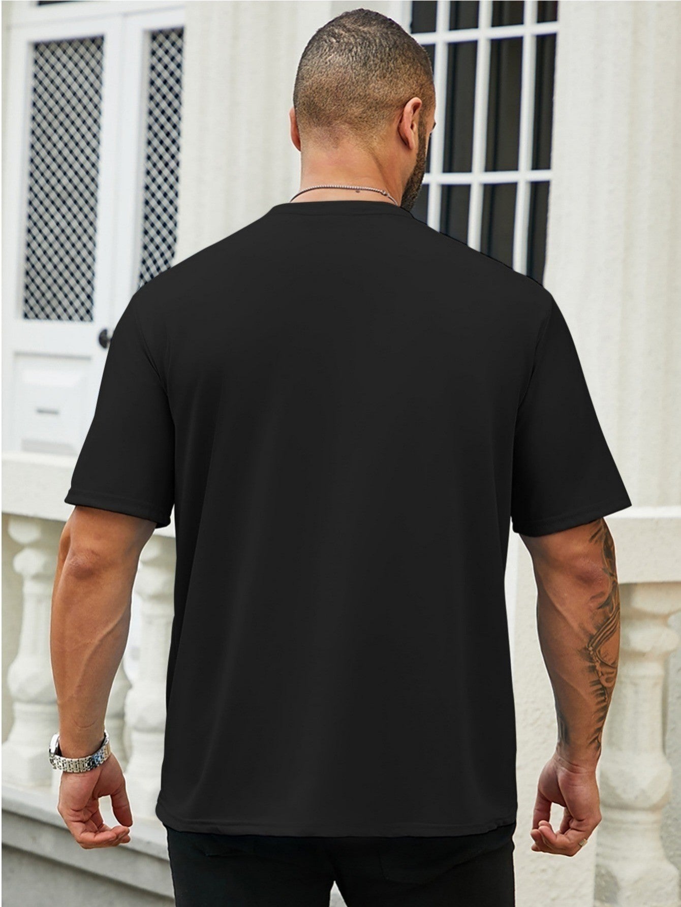 Men's summer 100% pure cotton fashionable casual sports wide pine pattern printed sports round neck short sleeved T-shirt top