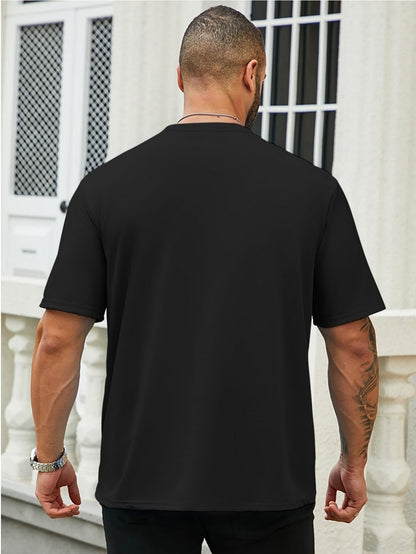 Men's summer 100% pure cotton fashionable casual sports wide pine pattern printed sports round neck short sleeved T-shirt top