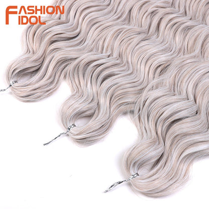 FASHION IDOL Cabelo de Crochê Torção Laranja Extensões de Cabelo Trançado de Onda Profunda Sintética Cabelo Onda de Água 24 Polegadas Fibra Resistente ao Calor