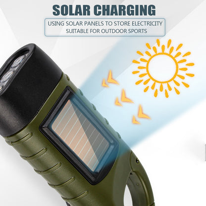 Solar Led Flashlights Portable Hand Cranked Dynamo Torch for Outdoor Riding Camping Power Hiking Long-range Emergency Lantern