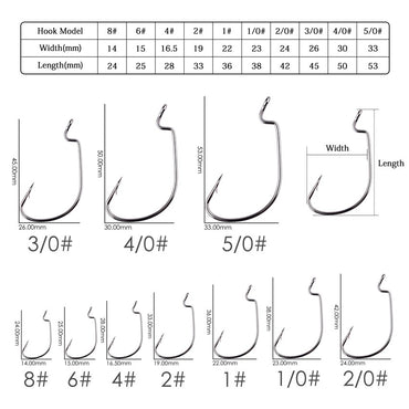 10 pçs/caixa Anzol Offset 8# - 5/0# anzol crank para isca soft worm anzol crankbait pesca acessórios pesca anzóis