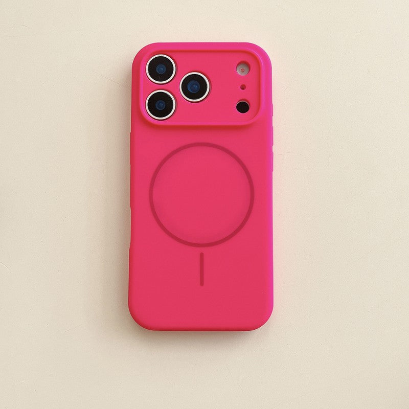 Capa de Silicone Magnética de Carregamento Sem Fio MagSafe de Cor Sólida para iPhone 17 Pro Max/17/17 Pro Capa Traseira Protetora