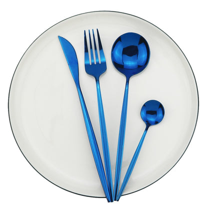 Conjunto De Talheres Azul Elegante E Nobre Conjunto De Louça Faca Garfo Colher De Aço Inoxidável 304 Conjunto De Talheres Prata Conjunto De Talheres