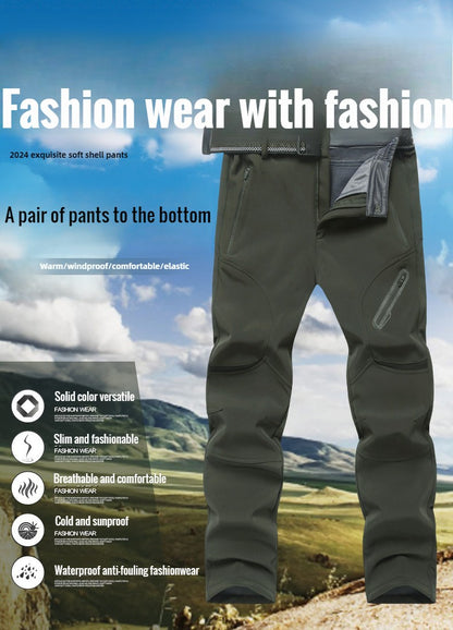 2024 Big Size Waterproof Pants Men Soft Shell Fleece Warm Trousers Male Outdoor Plus Large 9XL 4XL 8XL Work Winter Autumn Black
