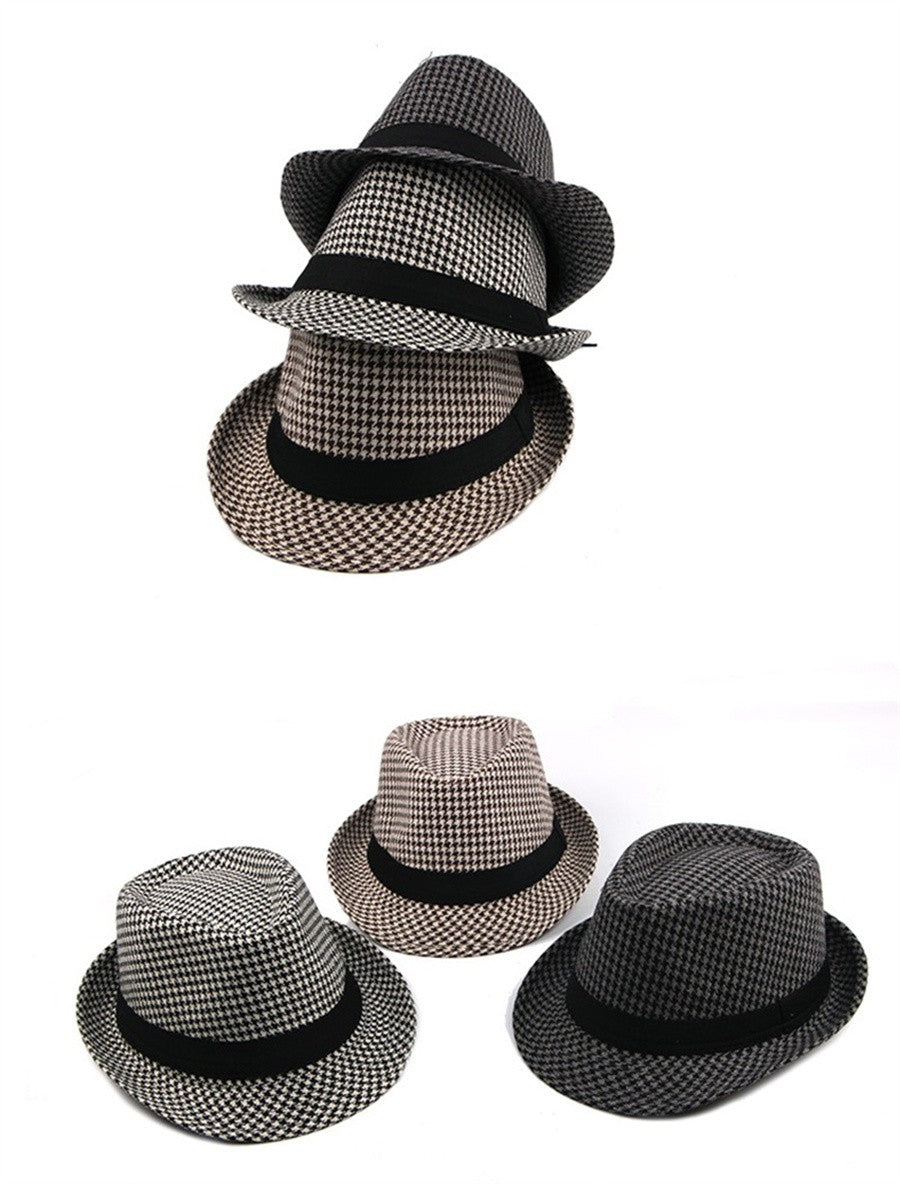 Chapéu de Lã para Casamento Primavera Verão para Homens de Meia-Idade, Casal, Moda Outono Inverno, Festa Xadrez, Design de Luxo, Chapéu Jazz Fedora para Mulheres