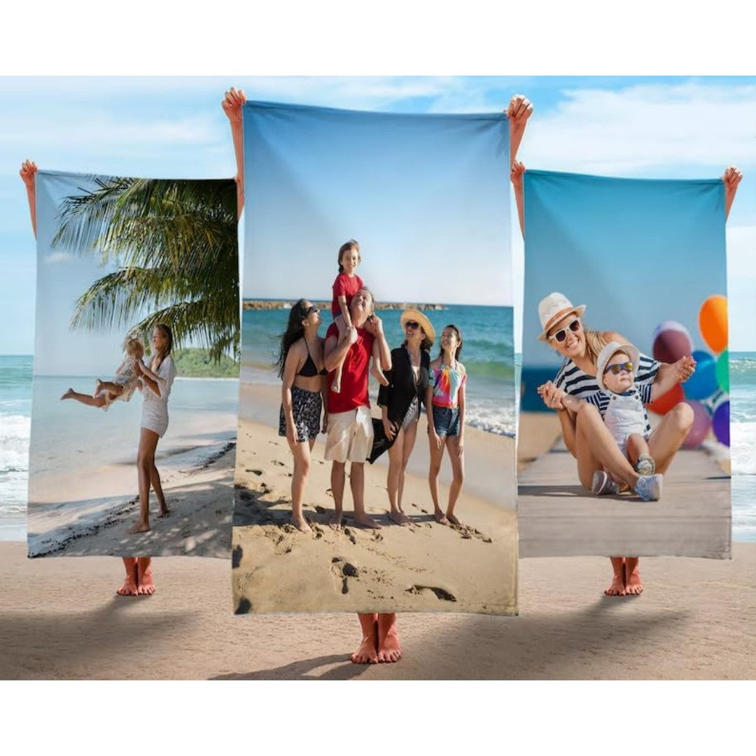 Custom Photo Beach Towel Soft Microfiber Lightweight Polyester Towel Anti-Sand For Family Friends Party Quick-Drying Bath Towel