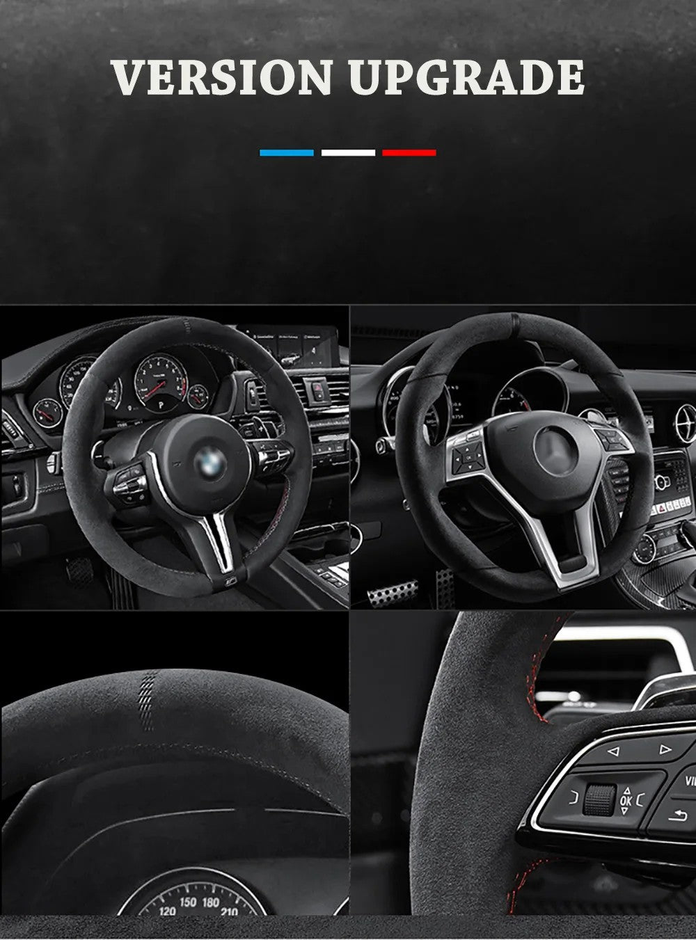 Capas para Volante de Carro Couro Bovino Camurça Capa de Volante Universal 37-38cm Respirável Acessórios para Carro