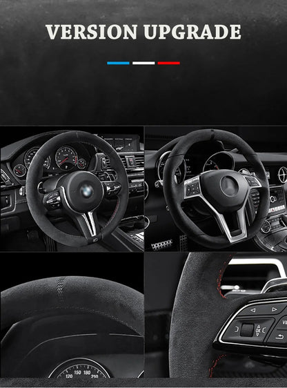 Capas para Volante de Carro Couro Bovino Camurça Capa de Volante Universal 37-38cm Respirável Acessórios para Carro