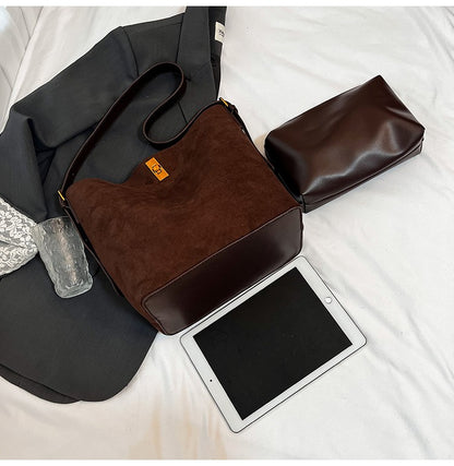 Shoulder Bags Bucket Bag Retro Suede Fur Women Tote Bag New Style Versatile Shoulder & Crossbody Bag 2025