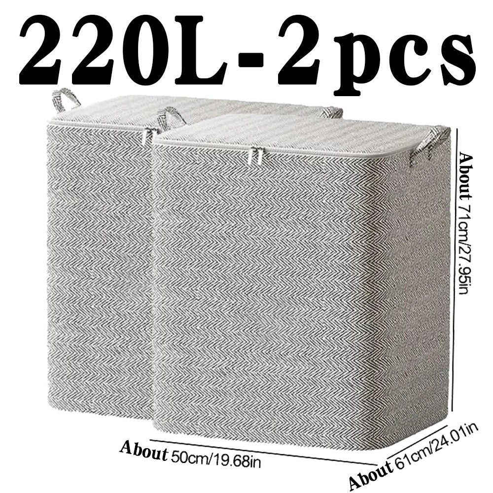 Non-woven Quilt Storage Bag with Lids Zipper Foldable Clothes Quilt Bins Container Large Capacity Dust-proof Bag Organize