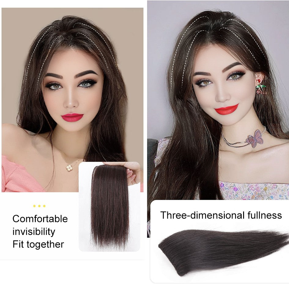 2 peças/conjunto de preenchimento capilar sintético, extensões de cabelo, peça de abertura e de reposição para topo, artefato de reposição