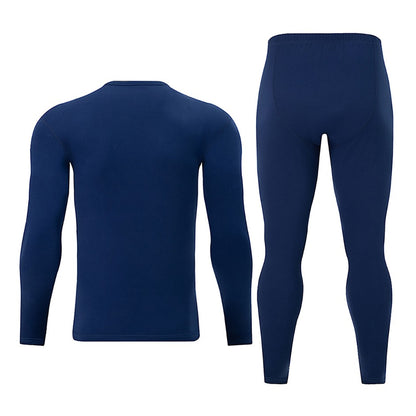 2-piece Autumn And Winter Men's Fashion Lucky Deer Pattern Solid Color Basic Warm Underwear Set Comfortable Long Sleeve Pants