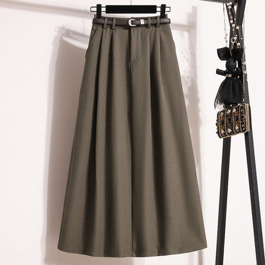 2025 Plus Size Skirts for Women Autumn Elegant Solid Women's Wrap Umbrella Skirts Korean High Waisted Suit Pleated Skirt
