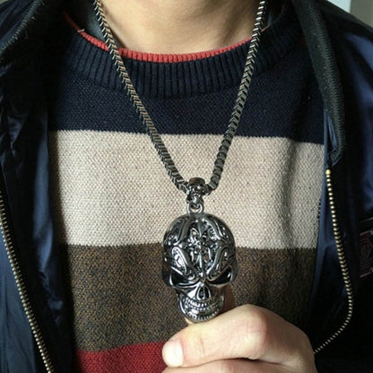 Colar de Caveira Vintage Hip Hop Maligna Pingente de Caveira de Metal Colar Gótico de Caveira Corrente de Caveira Moda Masculina e Feminina Joias Estilo Punk