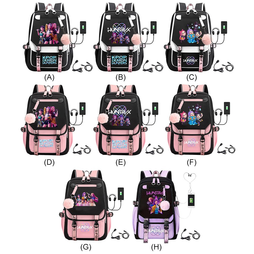 KPop Demon Hunters School Bags Rumi Mira Zoey Mochilas para Fãs Lançamento 2025 Bolsas para Crianças Meninos Meninas Laptop Porta USB