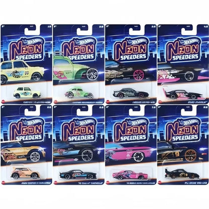 Hot Wheels Neon Speeders Series 8 Diecast Car Set 1/64 Scale Models Mazda RX-7 Datsun 510 B C D HLH72 Collectible Toy Xmas Gifts