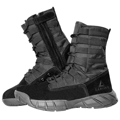 LAHORS Lightweight Suede Leather Tactical Combat Boots Men Outdoor Hiking Desert Army Shoes Breathable Male Ankle Boots Man made
