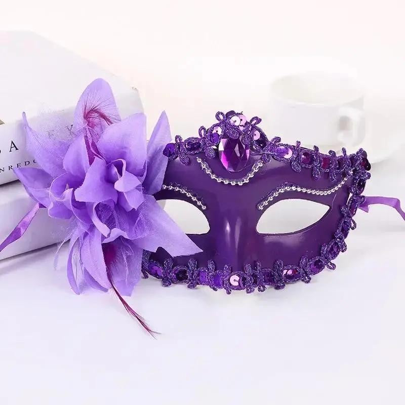 2026 Halloween Lace Half Face Mask Lily Flower Sexy Princess Cosplay Mask Party Dress Up Wearing Accessories
