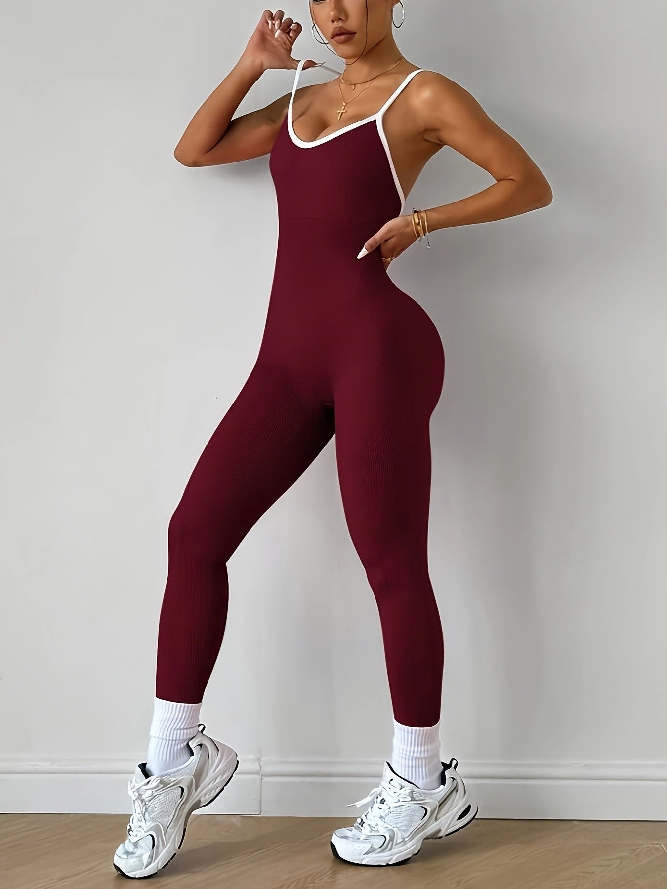 CZGUKE  Girls Pink Sports Jumpsuit Running One Piece Bodysuit Workout Rompers Women Overalls Sportswear Gym Fitness Yoga Suit