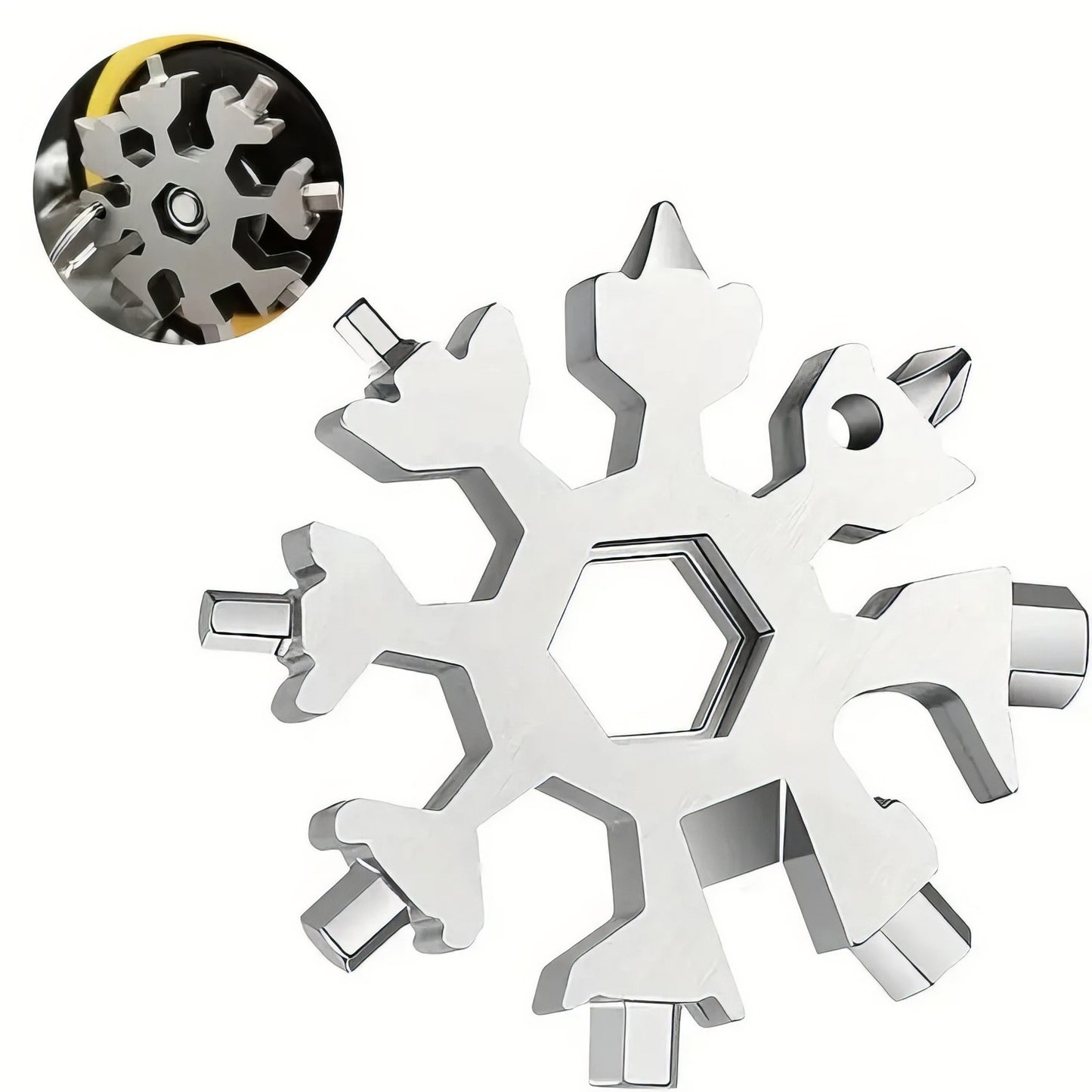 1 Ferramenta Multifuncional Floco de Neve, Abridor de Garrafas de Aço Inoxidável, Chave de Fenda, Chave Inglesa, Utensílio Essencial para Acampamento de Natal