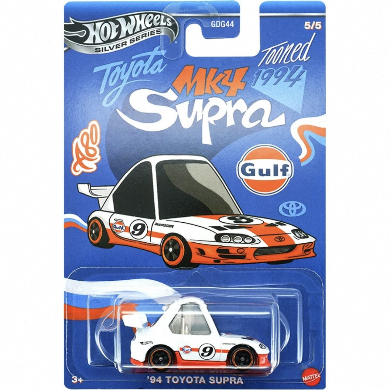 Hot Wheels Silver Series Gulf Tooned Toyota Supra Chevrolet Volkswagen Golf 1/64 Diecast Carro Modelo Brinquedo de Coleção de Presente