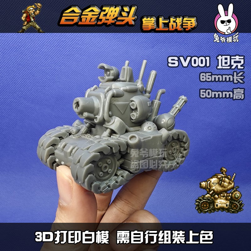 Tanque de Guerra Mundial II Estilo Chibi Metal Slug Gk Modelo - Miniatura Militar Impressa em 3D Modelo Branco Não Pintado Para Diorama de Mesa e Wargame