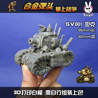 Tanque de Guerra Mundial II Estilo Chibi Metal Slug Gk Modelo - Miniatura Militar Impressa em 3D Modelo Branco Não Pintado Para Diorama de Mesa e Wargame