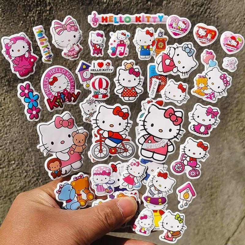 6/12pcs 3D Cartoon Kitty Puffy Stickers Sheets Kids Boys Girls Reward Bulk Assorted Scrapbook Stickers Party Favors Gifts DIY