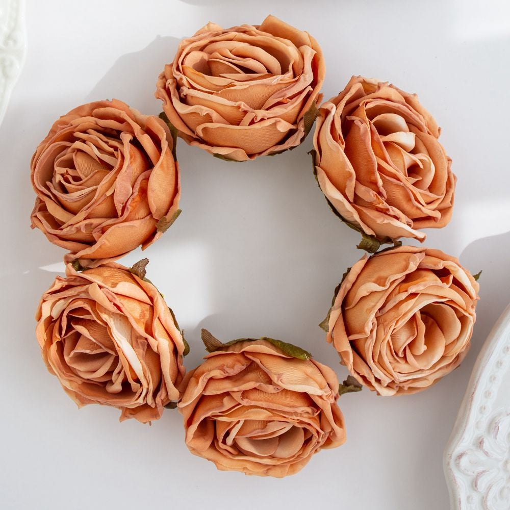 Artificial Flower Burned Edge Rose Wedding Bridal Bouquet Decor Home Outdoor Garden Festival Party Wreath Diy Ins Gift Scrapbook