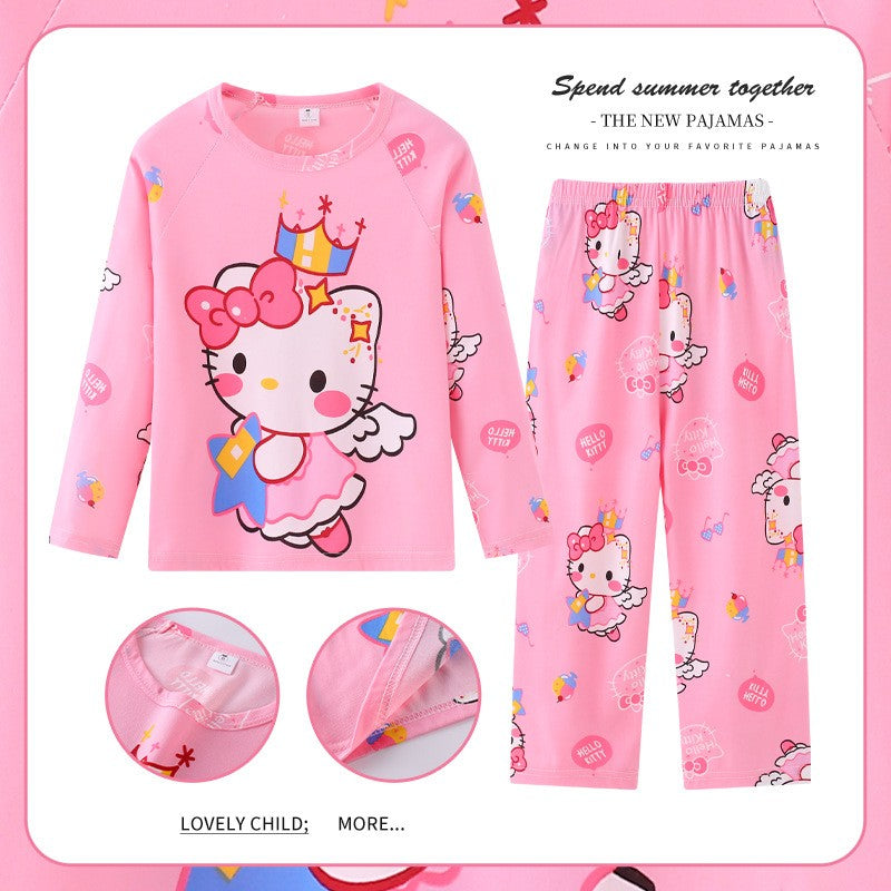 New Pajama Boys Girls Pajamas Stitch Clothing Sets Kids Long Sleeve +Pant 2Piece Children Home Clothing Girl Nightgown