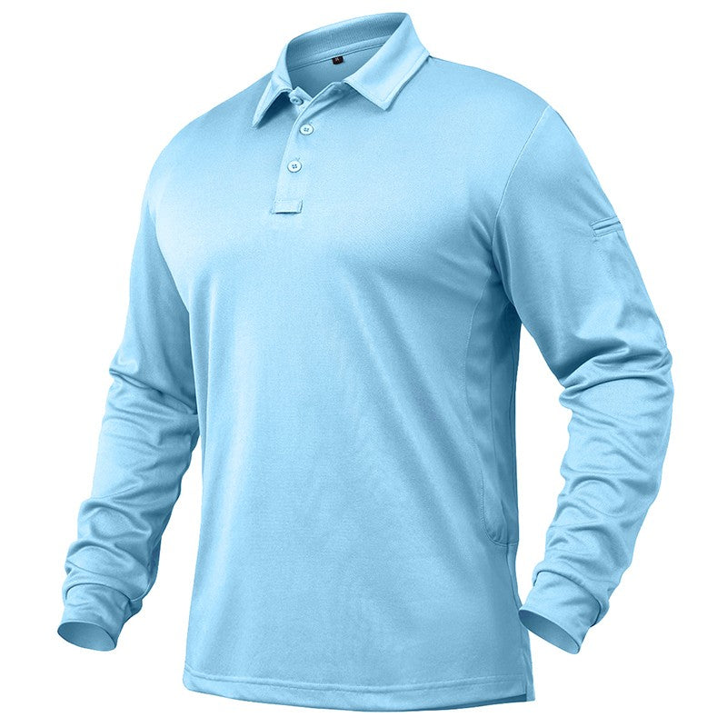 Men's Lightweight Long Sleeve Polo Shirt Performance Tactical Casual Outdoor Hiking Collared Shirts Pique Jersey Golf Shirt