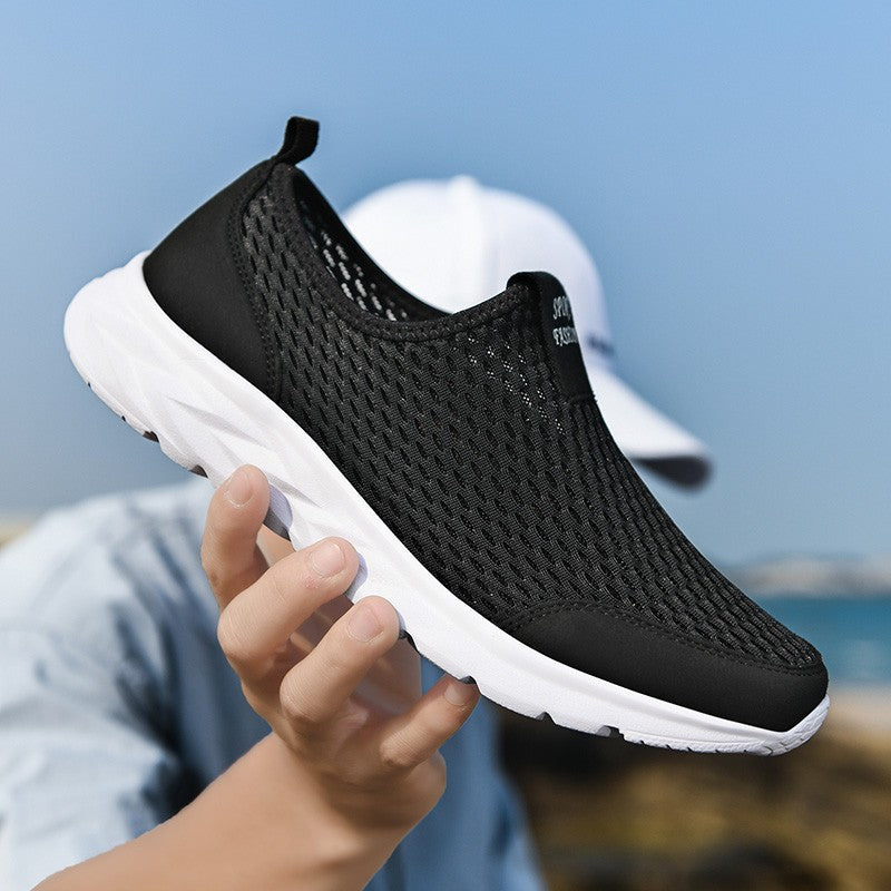 Tênis Masculino YRZL Respirável em Mesh, Casual, Antiderrapante para Uso Externo, Tamanho Grande, Loafer Leve para Caminhada, Calçado Masculino de Tênis