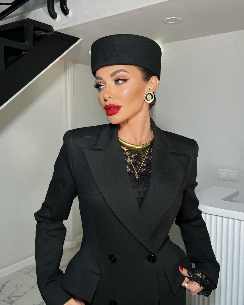 Vintage Hard Top Flat Fedoras Hats Women 100% Wool Felt Berets Hat Wedding Fascinator Caps Wedding Cocktail Party Pillbox Hat